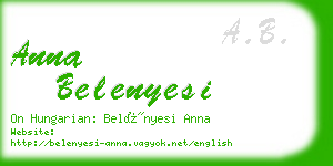 anna belenyesi business card